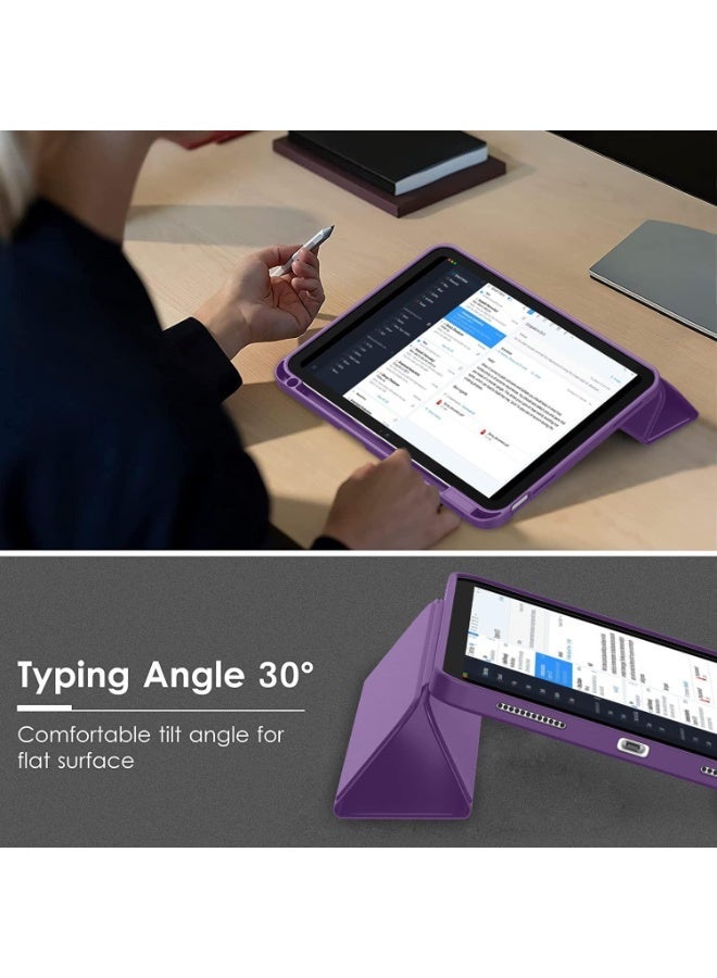 Case for iPad A16 2025 11th Generation 11 Inch/iPad 10th Generation 2022 10.9 Inch with Pencil Holder Durable PU Leather Flexible TPU Back Drop Resistant Protective Case Auto Wake/Sleep (Deep Purple) - Image 4